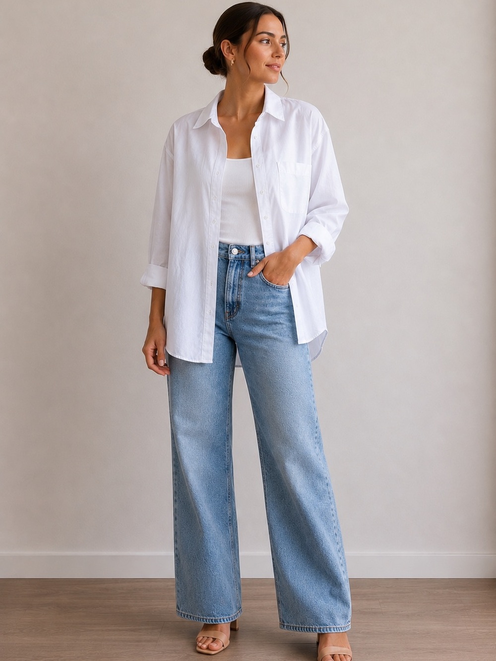 ZARA White Oversized Button Down Shirt Size S